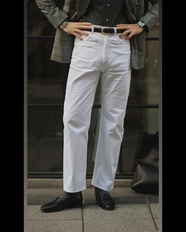 Modern Ripped and Distressed Men's JeansWhite Heavy Twill Jeans