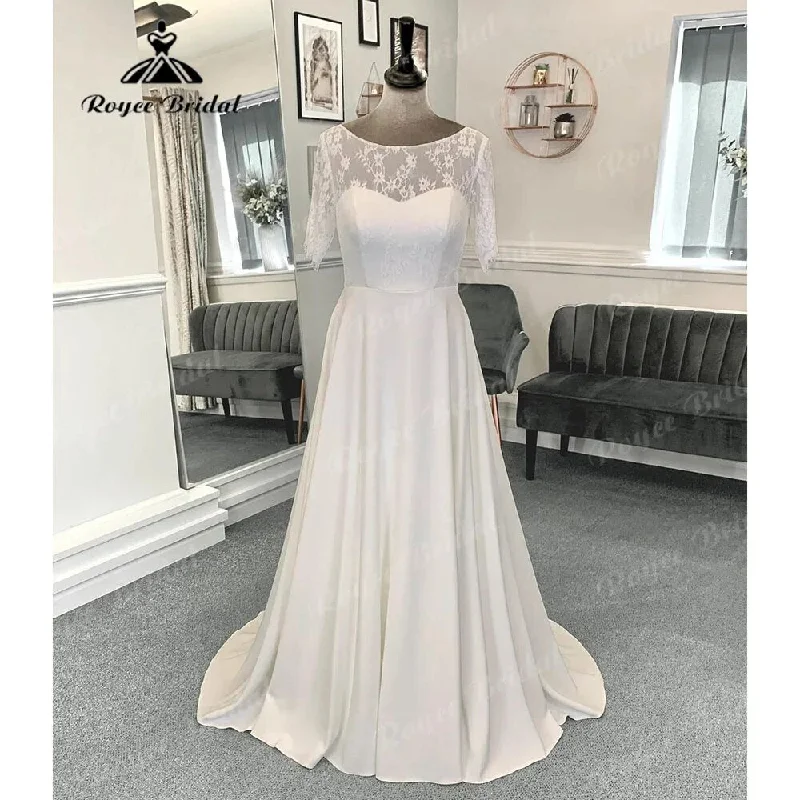 women's club dressesRobe Mariee A Line Boho Lace Bodice Soft Satin Wedding Gown with Short Sleeve 2024 Bridal Wedding Dress vestido de noiva simples women's club dressesRobe Mariee A Line Boho Lace Bodice Soft Satin Wedding Gown with Short Sleeve 2024 Bridal Wedding Dress vestido de noiva simples