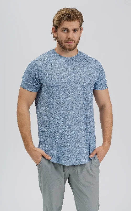 Men's Bamboo Fiber Shirts for Softness and BreathabilityMen's Lux-Tech Shirt - Blue Horizon Melange Men's Bamboo Fiber Shirts for Softness and BreathabilityMen's Lux-Tech Shirt - Blue Horizon Melange