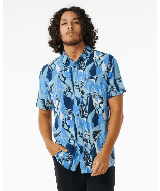 Men's Hawaiian Print Shirts for Luau PartiesRip Curl Party Pack Shirt-Blue Yonder