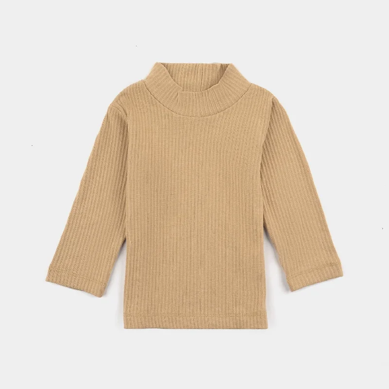 Men's Shirts with Convertible CollarsKids Unisex Turtle Neck T-Shirt-KHAKI