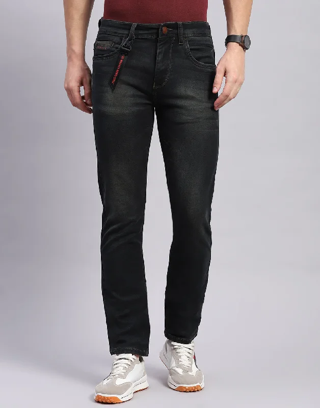 Oversized Relaxed-Fit Men's JeansMen Black Light Wash Narrow Fit Denim