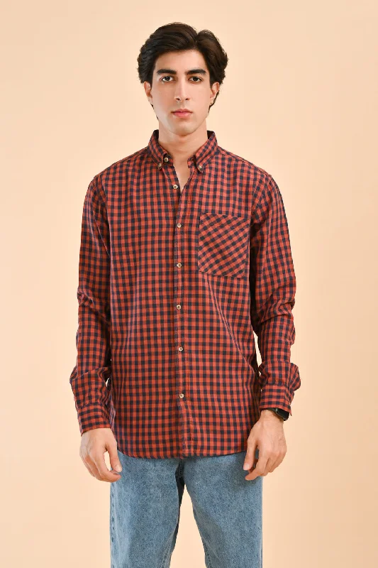 Layered Men's Henley ShirtsBUTTON DOWN CHECK SHIRT