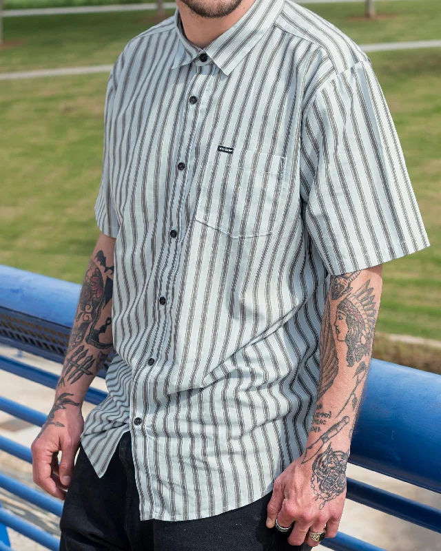 New Arrival Designer Men's JeansArvostripe Woven Short Sleeve Shirt - Road Sky