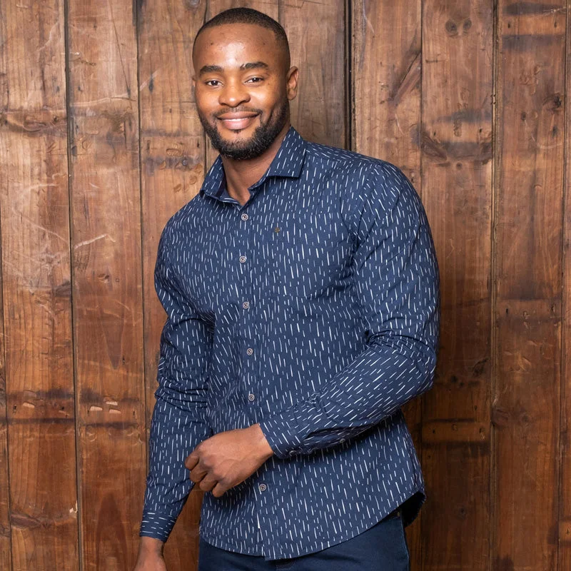 Men's Pattern-Play Shirts for a Fun TwistTribal Lines Slim Fit Shirt Midnight