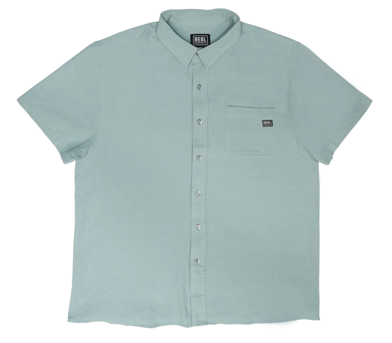 Men's Stain-Resistant Shirts for Mess-Free WearREAL Ole Overdye S/S Woven Shirt-Grass Men's Stain-Resistant Shirts for Mess-Free WearREAL Ole Overdye S/S Woven Shirt-Grass