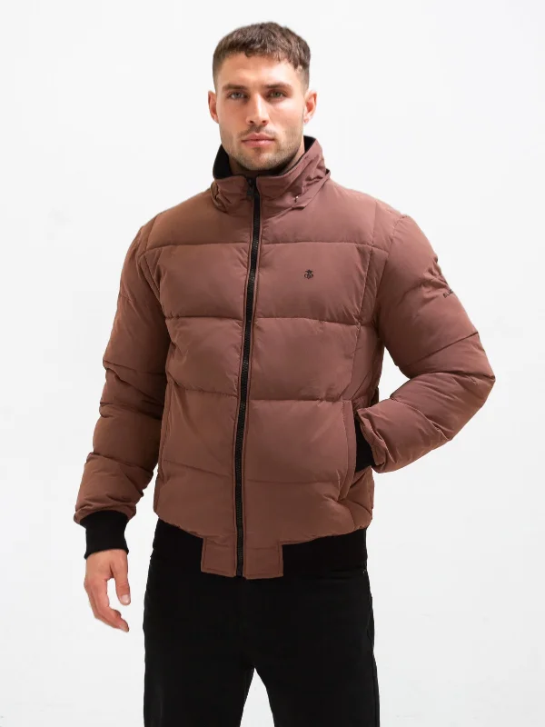 Men's Coats with Patchwork DesignsUltimate Puffer Coat - Burgundy