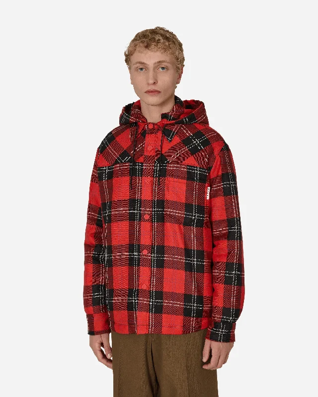 Men's Coats with LiningPadded Overshirt Red