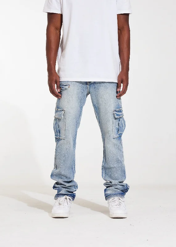 Cool Distressed Men's JeansAir Cargo Denim (Stone Wash)
