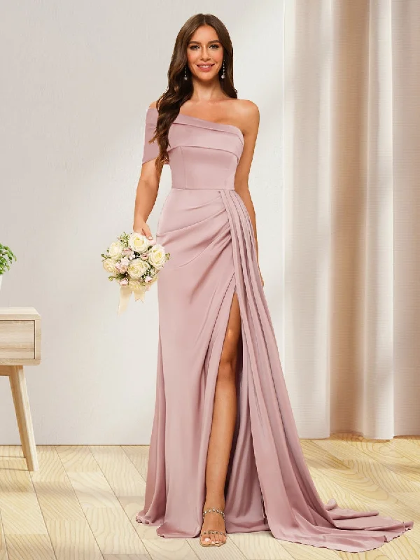 women's affordable dressesSheath/Column One-Shoulder Long Formal Dresses with Split Side women's affordable dressesSheath/Column One-Shoulder Long Formal Dresses with Split Side