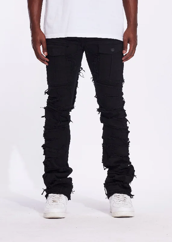 Men's Jeans for SportsFray Cargo Flare Denim (Jet Black)