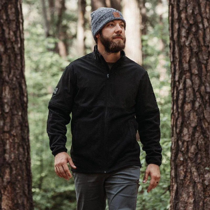 Men's Coats with Snap ButtonsMen's Ripstop Hybrid Fleece Full-Zip Jacket - Black