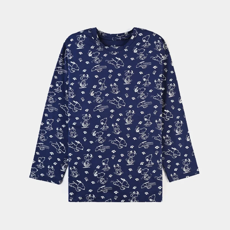 Men's Shirts with Contrast StitchingGirls Lycra Jersey T-Shirt Character - NAVY