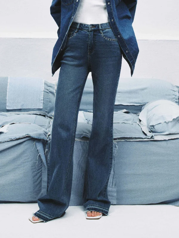 Affordable Men's JeansZircon Detail Straight Jeans