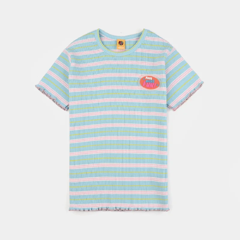 Men's Shirts with Hidden PocketsGirls Yard Dyed Rib T-Shirt H/S HAVE MORE FUN-Multi Men's Shirts with Hidden PocketsGirls Yard Dyed Rib T-Shirt H/S HAVE MORE FUN-Multi