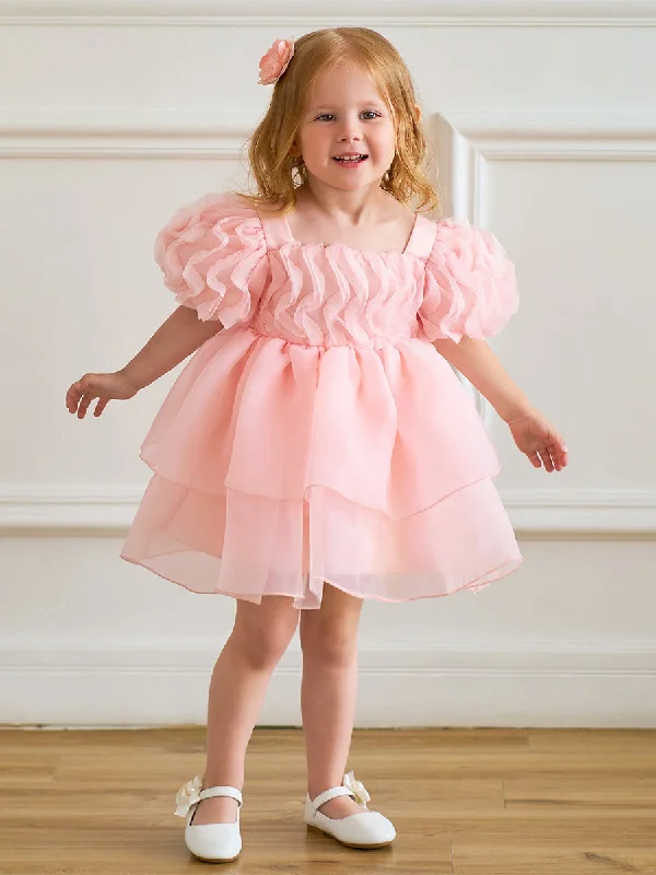 women's chiffon dressesBall Gown Scoop Puff Sleeves Flower Girl Dresses with Ruffles women's chiffon dressesBall Gown Scoop Puff Sleeves Flower Girl Dresses with Ruffles