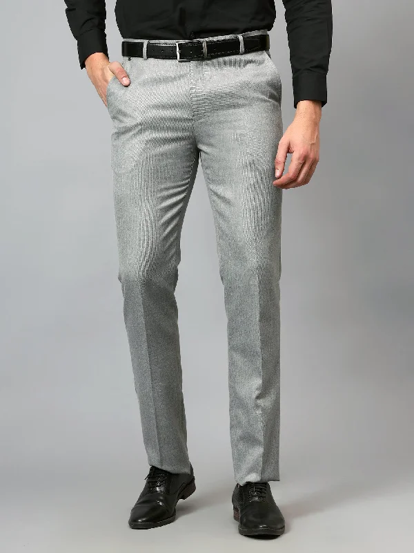 Men's Tailored Pants for a Sharp AppearanceMen's Grey Self Design Non-Pleated Formal Trouser Men's Tailored Pants for a Sharp AppearanceMen's Grey Self Design Non-Pleated Formal Trouser