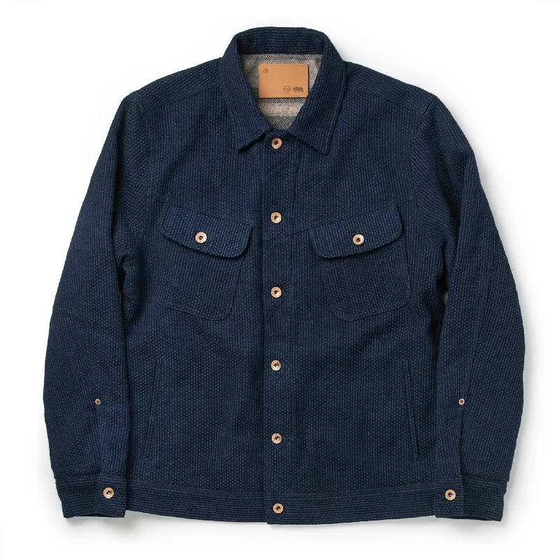 Men's Coats with Down InsulationThe Long Haul Jacket in Indigo Sashiko