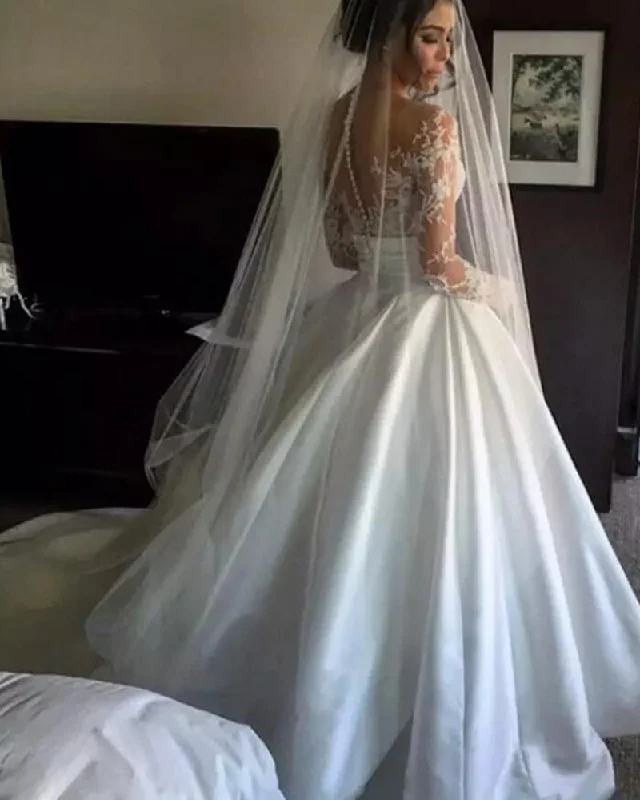 Laced-Up DressPrincess Romantic Wedding Dress Ball Gown with Long Sleeves Vestido De Novias WD621 Laced-Up DressPrincess Romantic Wedding Dress Ball Gown with Long Sleeves Vestido De Novias WD621