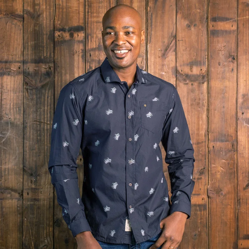 Men's French-Cuff Shirts for a Sophisticated EdgeStacked Nguni Slim Fit Shirt Midnight Men's French-Cuff Shirts for a Sophisticated EdgeStacked Nguni Slim Fit Shirt Midnight