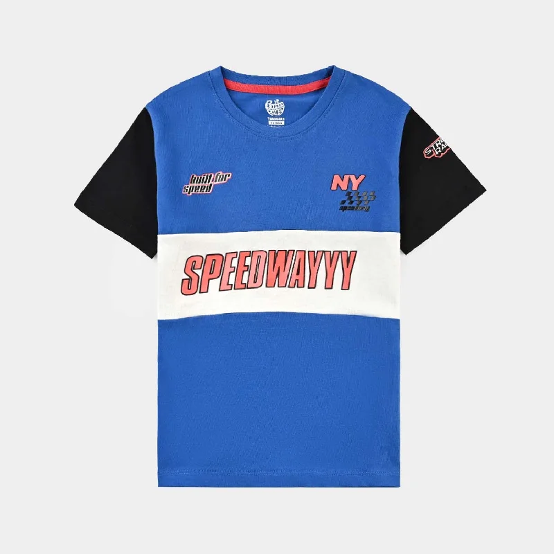 Men's Shirts for Beach OutingsBoys Cotton Jersey T-Shirt H/S Speed Way-C.Blue