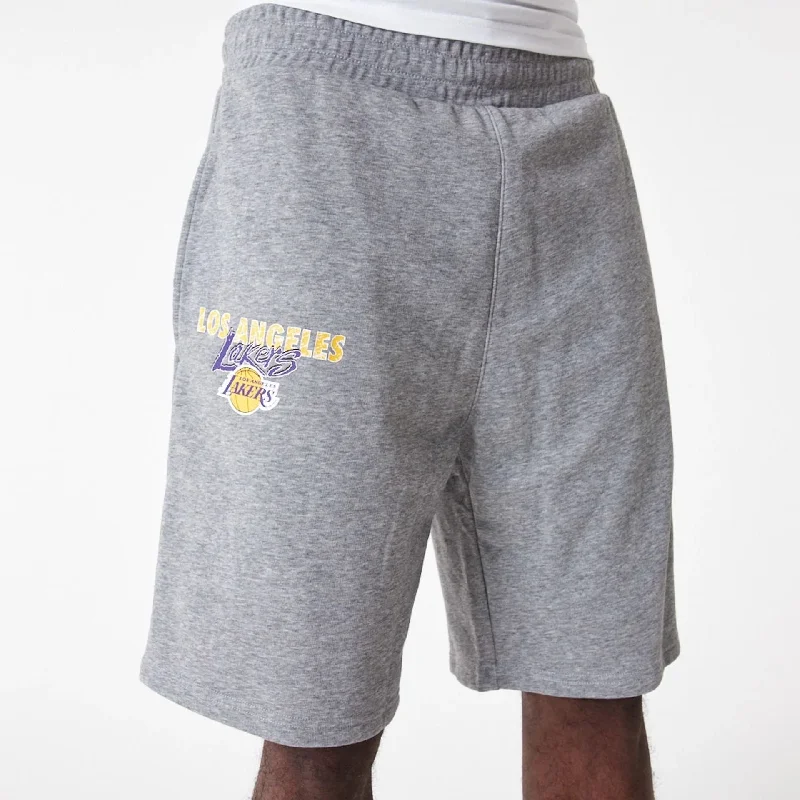 Men's Pants with Adjustable WaistbandsLA Lakers Team Script Grey Shorts
