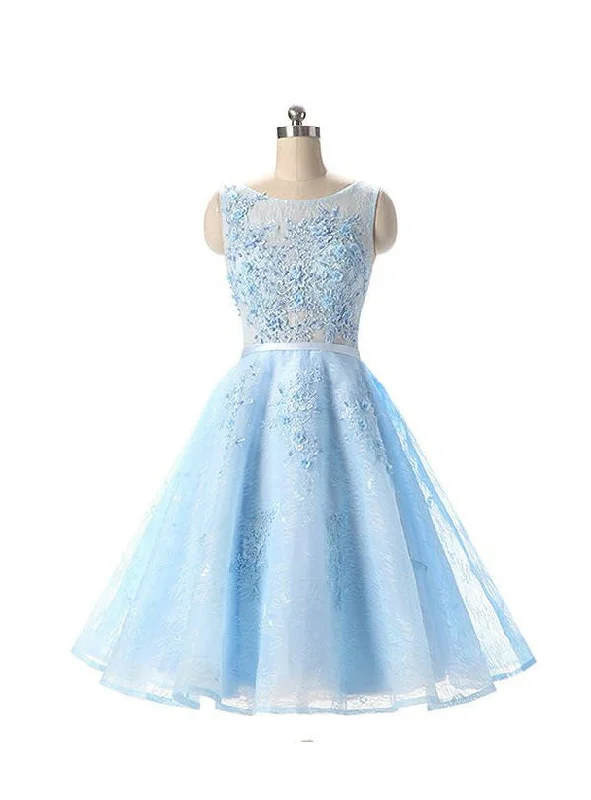 women's fashionable dressesCheap Light Blue Appliqued Sleeveless Lace Homecoming Dresses women's fashionable dressesCheap Light Blue Appliqued Sleeveless Lace Homecoming Dresses