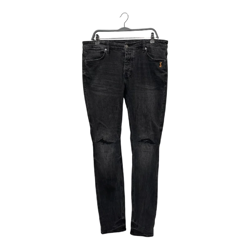 Hipster Skinny Men's Jeansksubi/Skinny Pants/36/Denim/BLK/ORANGE STITCHING