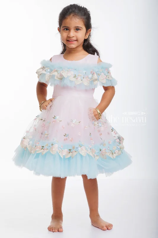 Laced-Up DressEnchanted Blossom: Baby Girl's Tulle Party Frock with Floral Embroidery Laced-Up DressEnchanted Blossom: Baby Girl's Tulle Party Frock with Floral Embroidery