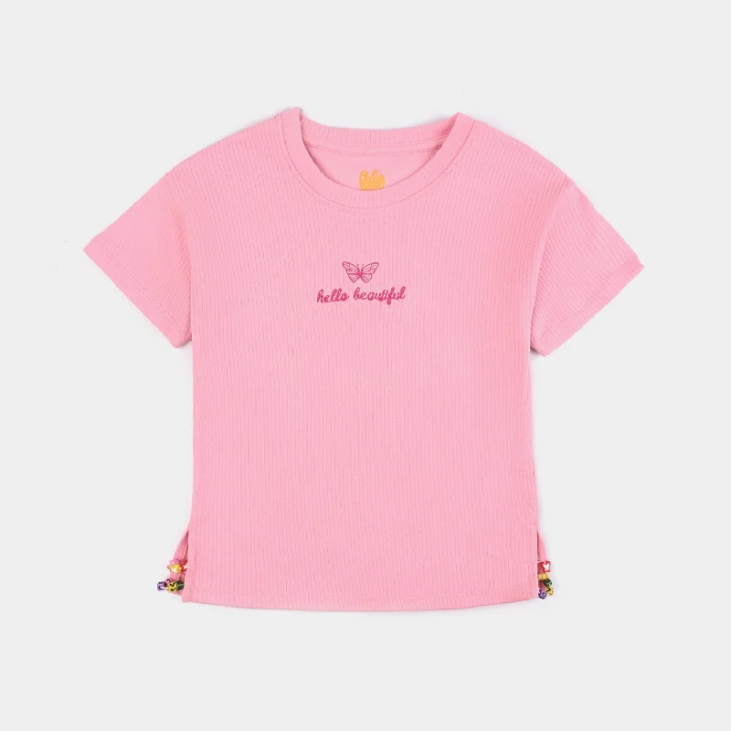 Men's Shirts with Barrel CuffsGirls Cotton Jersey T-Shirt H/S Flowers-C.Pink