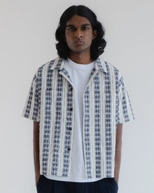 Men's Striped Shirts for a Maritime TwistAloha Shirt Beldi Jacquard Off White/Navy