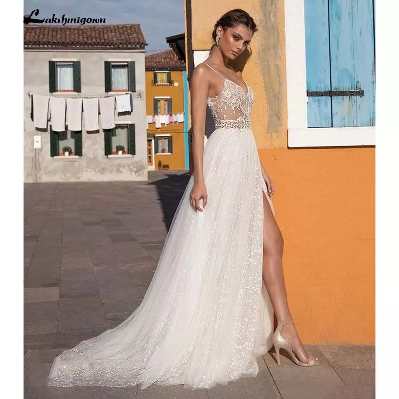 women's versatile dressesRoycebridal Sexy Illusion Travel Wedding Dress Beach Wedding Gown with Pearls Beading Tulle Sweep Train Arab robe de mariee women's versatile dressesRoycebridal Sexy Illusion Travel Wedding Dress Beach Wedding Gown with Pearls Beading Tulle Sweep Train Arab robe de mariee