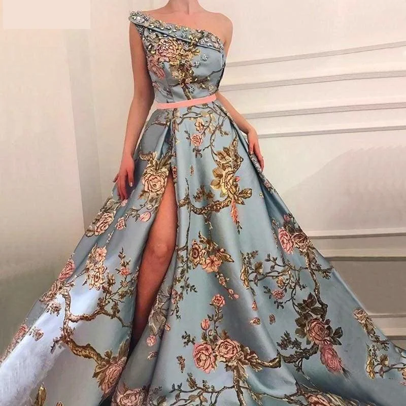 Retro DressSleeveless One-Shoulder Sexy With Diamond Embroidery Royal Evening Dress Ball Gown Retro DressSleeveless One-Shoulder Sexy With Diamond Embroidery Royal Evening Dress Ball Gown