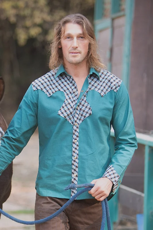 Men's Camouflage Shirts for an Outdoor AppealCowboy Shirt - Teal w/Plaid