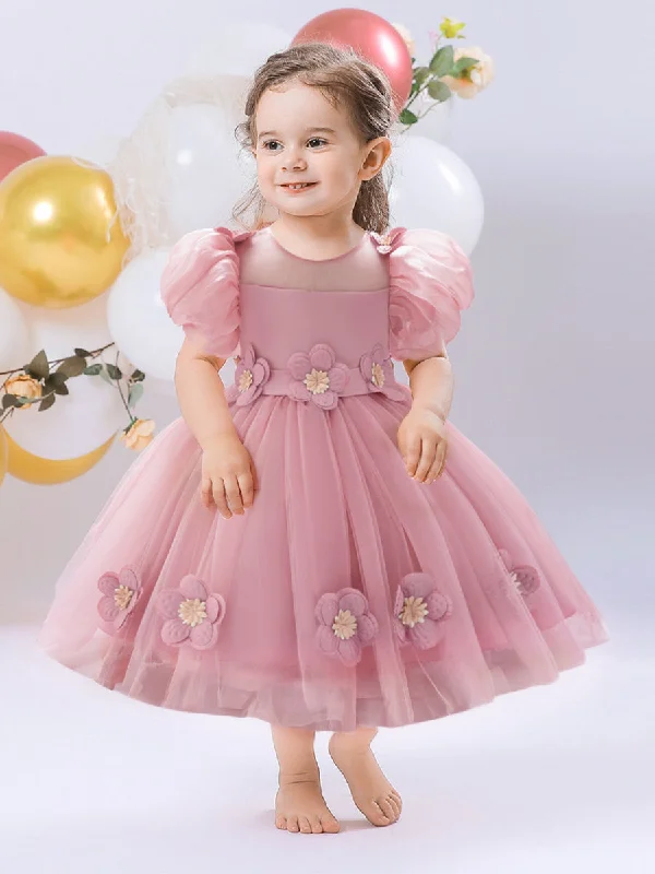 women's smart casual dressesBall Gown Scoop Puff Sleeves Flower Girl Dresses with Solid Flowers women's smart casual dressesBall Gown Scoop Puff Sleeves Flower Girl Dresses with Solid Flowers