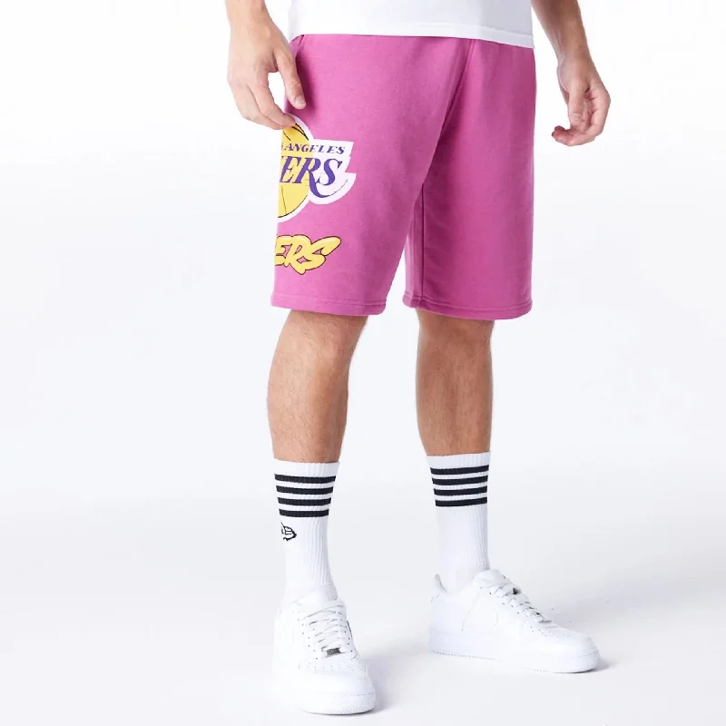 Men's Pants with Hidden ButtonsLA Lakers NBA Bubble Script Purple Shorts