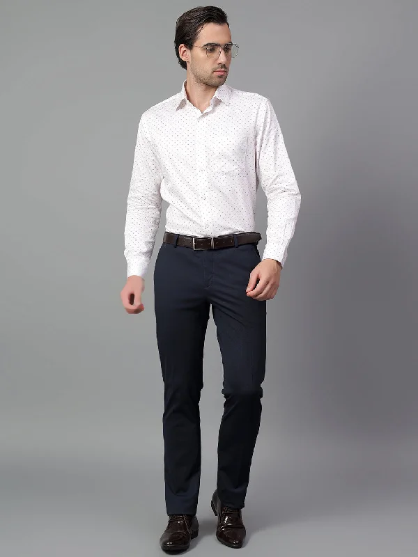 Men's Pants with Antimicrobial TreatmentMen's Navy Blue Self Design Non-Pleated Formal Trouser Men's Pants with Antimicrobial TreatmentMen's Navy Blue Self Design Non-Pleated Formal Trouser