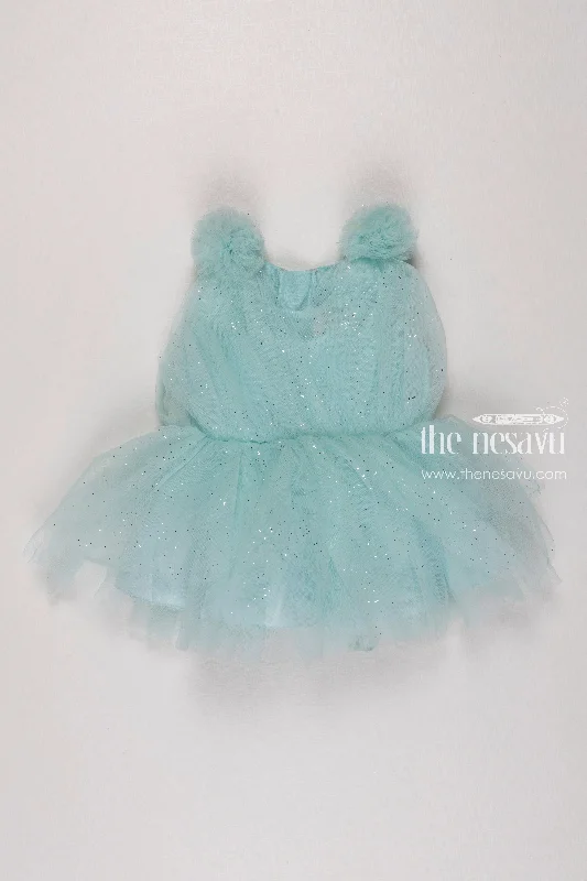Peplum Hem DressFrozen Fantasy Ice Blue Tutu Party Wear Dress Set for Girls