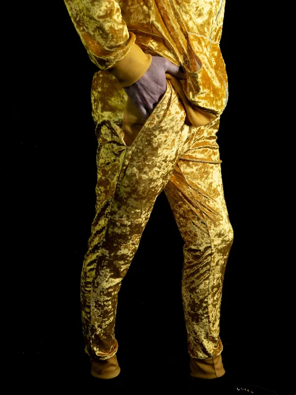 Men's Skinny Jeans for a Trendy LookGold Unisex Crushed Velvet Joggers