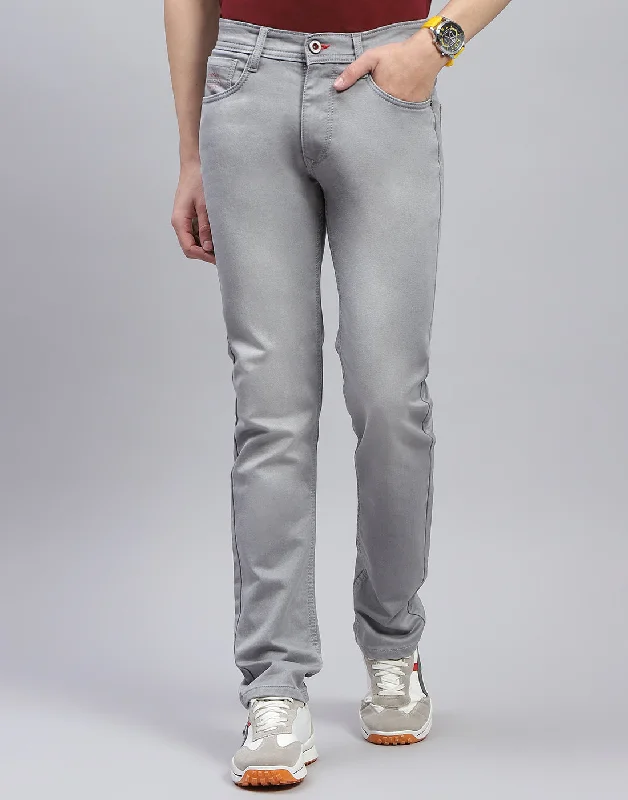 Premium Quality Men's Jeans for Every OccasionMen Grey Light Wash Narrow Fit Denim