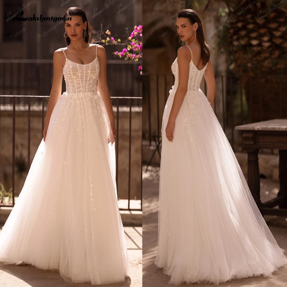 women's party dressesRoycebridal Soft Tulle Lace Boho Wedding Dress for Women Spaghetti Straps Backless Bridal Gown robe boheme femme women's party dressesRoycebridal Soft Tulle Lace Boho Wedding Dress for Women Spaghetti Straps Backless Bridal Gown robe boheme femme