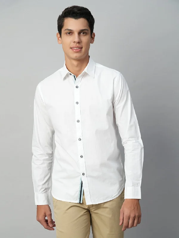 Men's Neutral-Tone Shirts for Versatile StylingMen's White Cotton Slim Fit Shirt