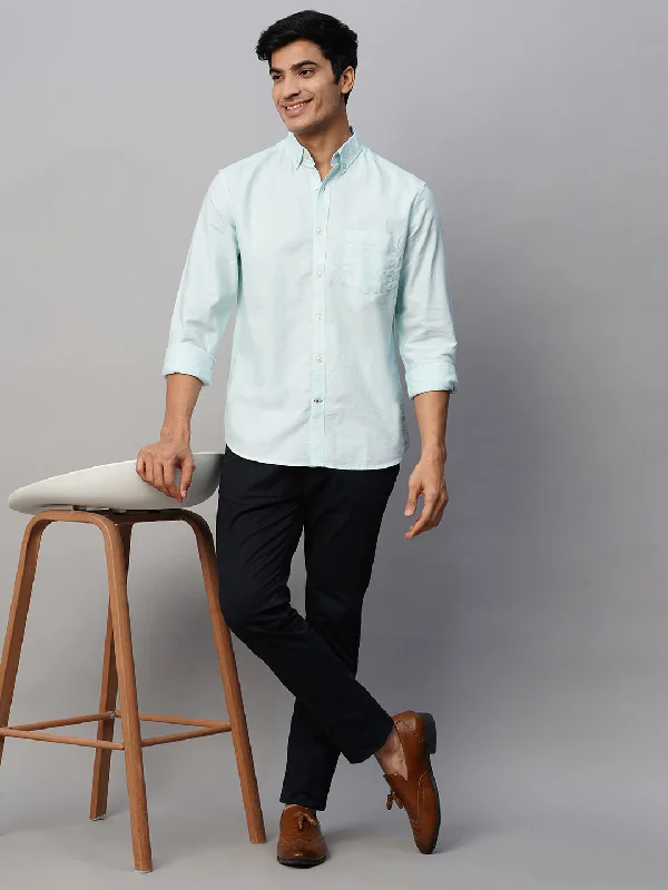 Men's Travel Shirts for Easy PackingMen's Mint Cotton Regular Fit Shirt