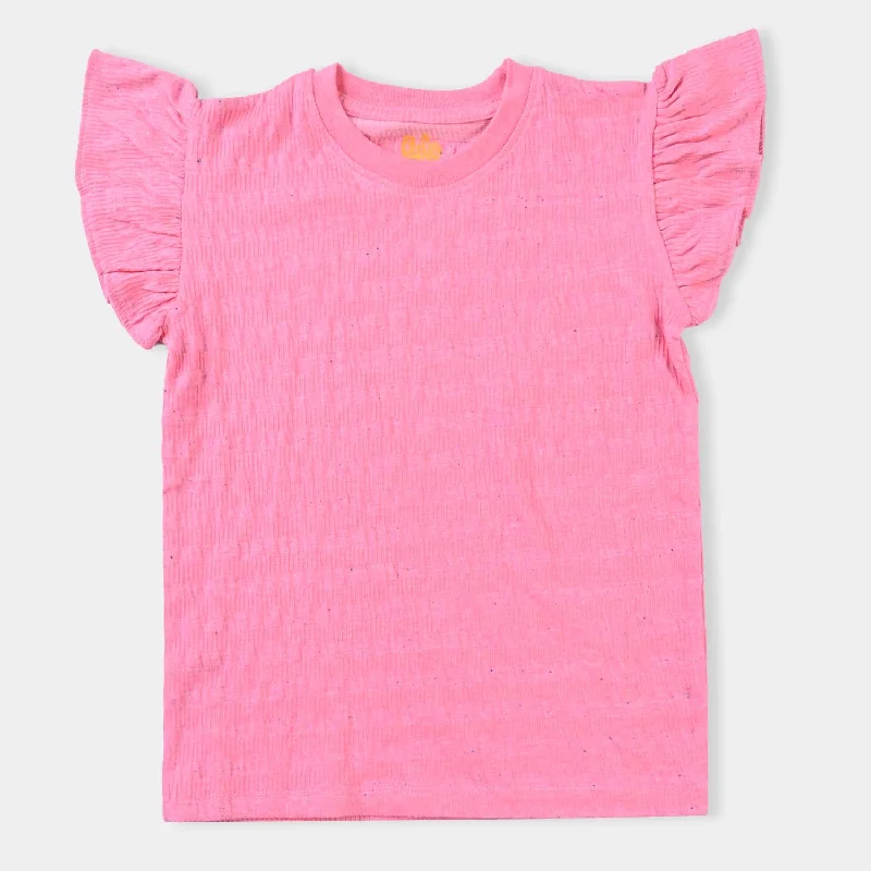 Men's Shirts with Plaid PatternsGirls Cotton Jersey T-Shirt H/S Texture-Hot Pink