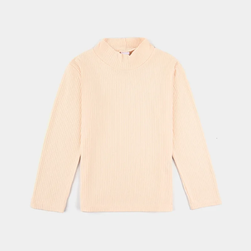 Men's Shirts with Hidden ButtonsKids Unisex Turtle Neck T-Shirt-BEIGE