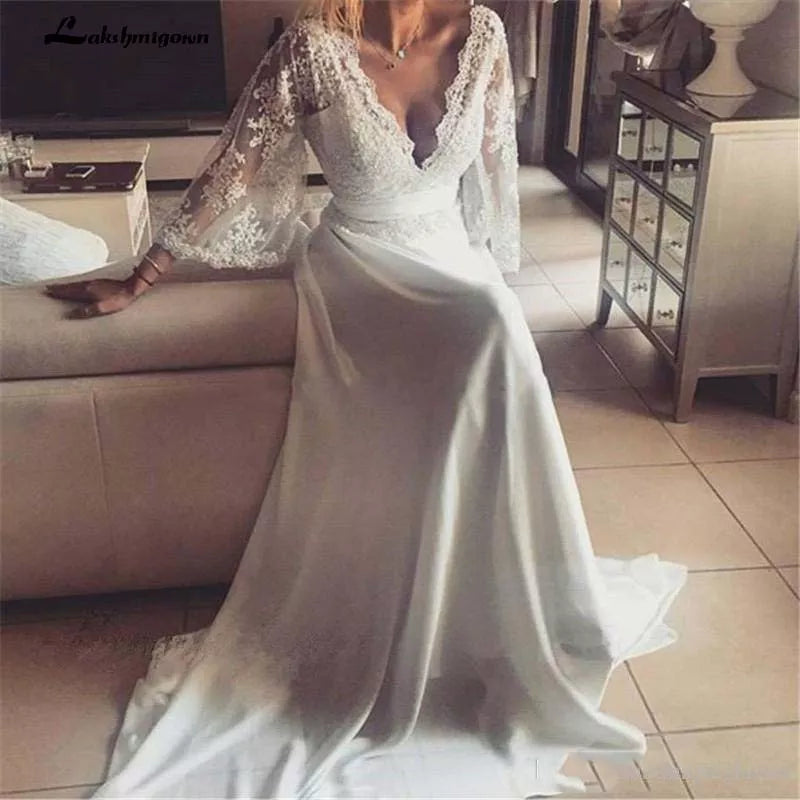 women's stretchy dressesRoycebridal Bohemian Wedding Dresses Illusion Lace Bridal Gown Backless Long Sleeve Deep V Neck Boho Chiffon Plus Size Beach Bridal Dress women's stretchy dressesRoycebridal Bohemian Wedding Dresses Illusion Lace Bridal Gown Backless Long Sleeve Deep V Neck Boho Chiffon Plus Size Beach Bridal Dress