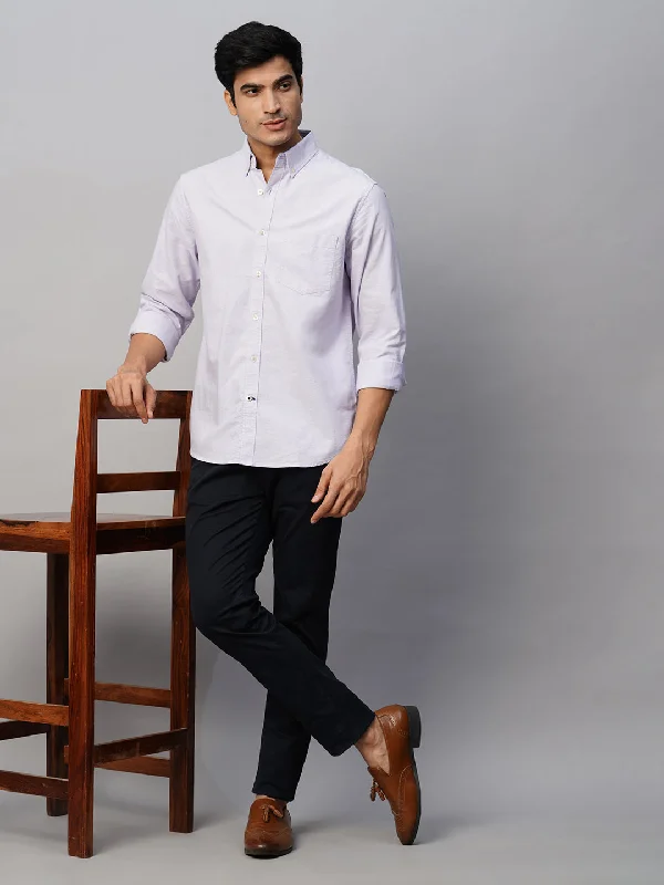 Men's Cowboy Shirts for Western StyleMen's Lilac Cotton Regular Fit Shirt