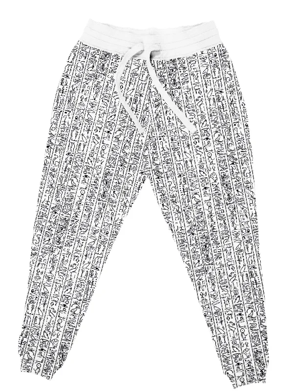 Men's Velcro-Closure Pants for ConvenienceEgyptian Glyphs (White) Unisex Joggers