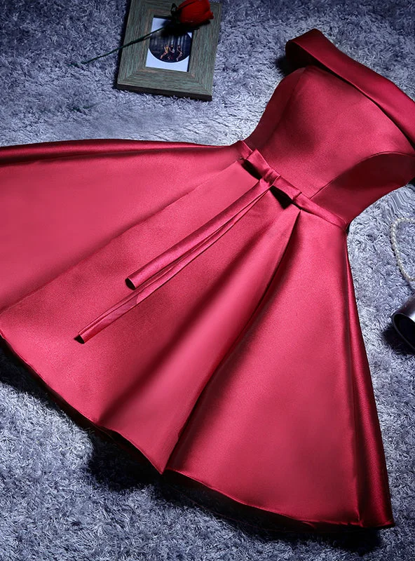 Evening DressBurgundy Off the Shoulder Homecoming Dress