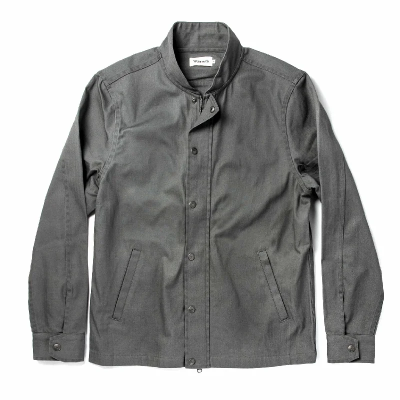 Men's Coats for WorkThe Bomber Jacket in Washed Slate Herringbone